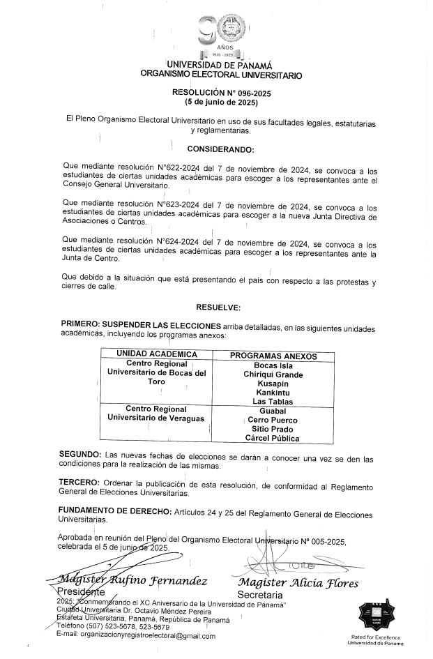 suspensión de elección